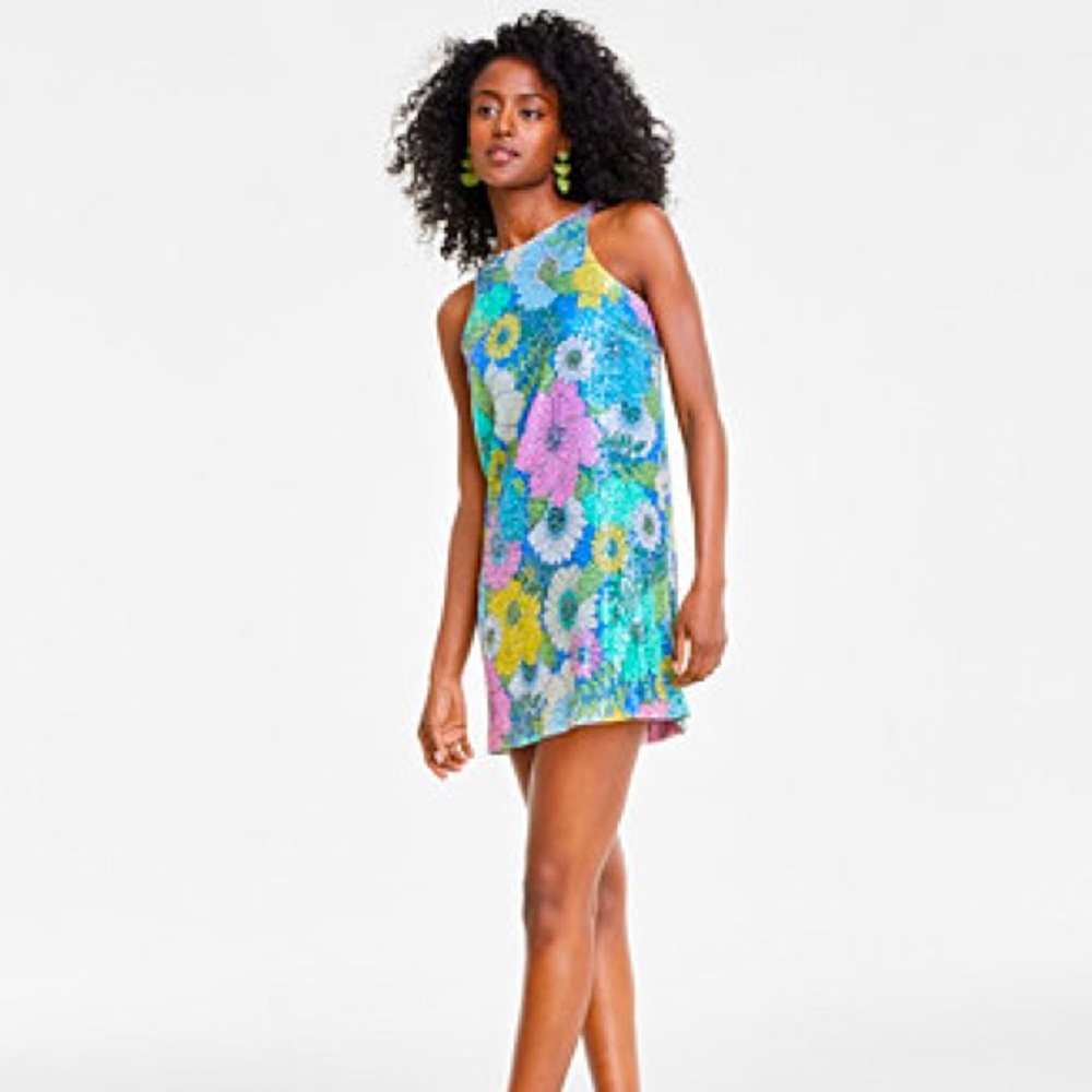 On 34th floral sequin mini dress